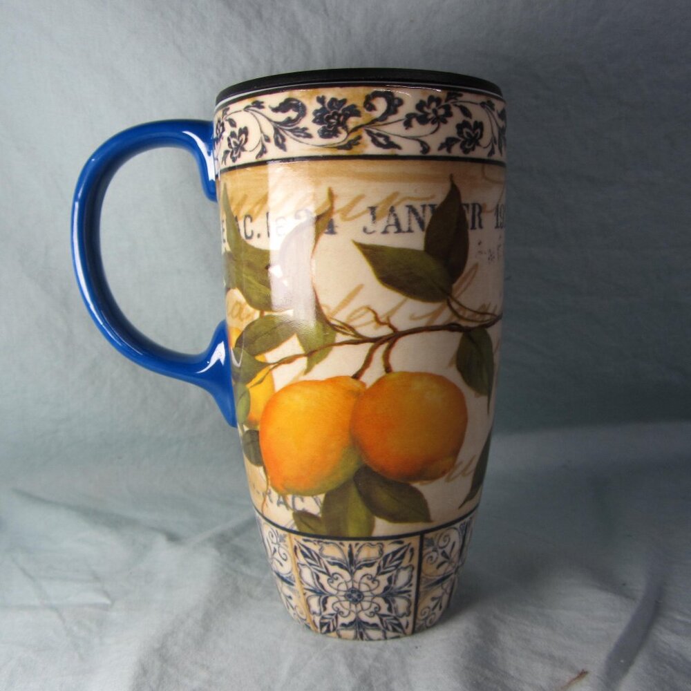 *BOGO mugs* 20 oz travel mug with lid Cypress floral lemons (w2806)